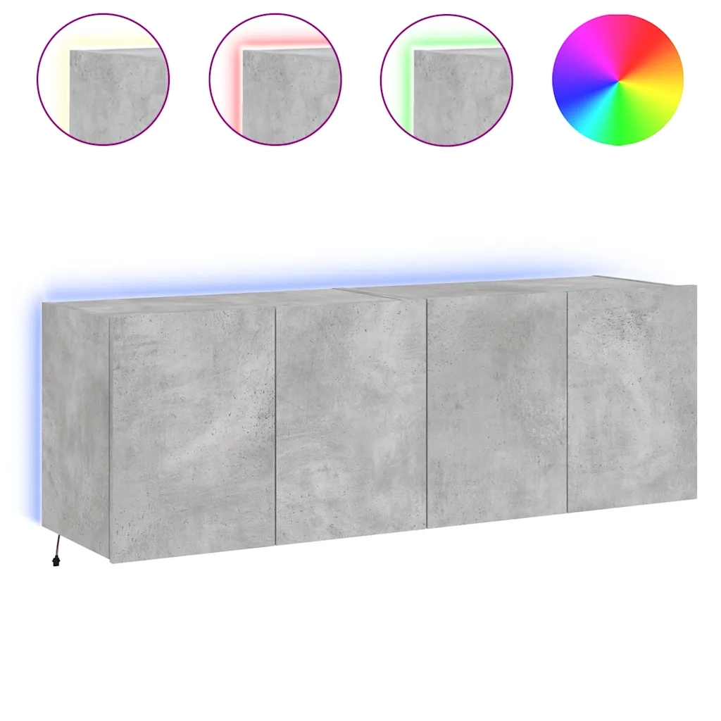 Mobili TV a Parete con Luci LED 2pz | Armadietto TV | Mobile Porta TV Grigio Cemento 60x35x41 cm