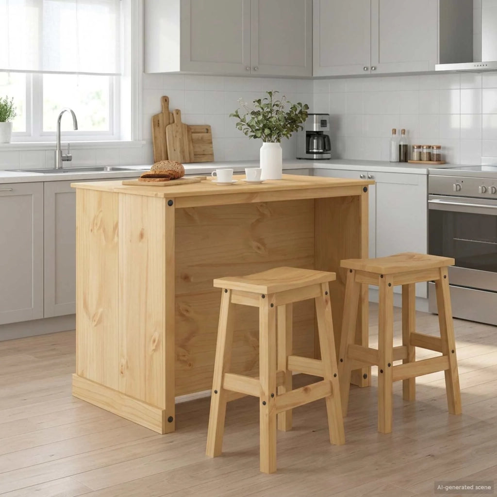 Set isola da cucina 3 pcs Cera di Miele Pino Massello