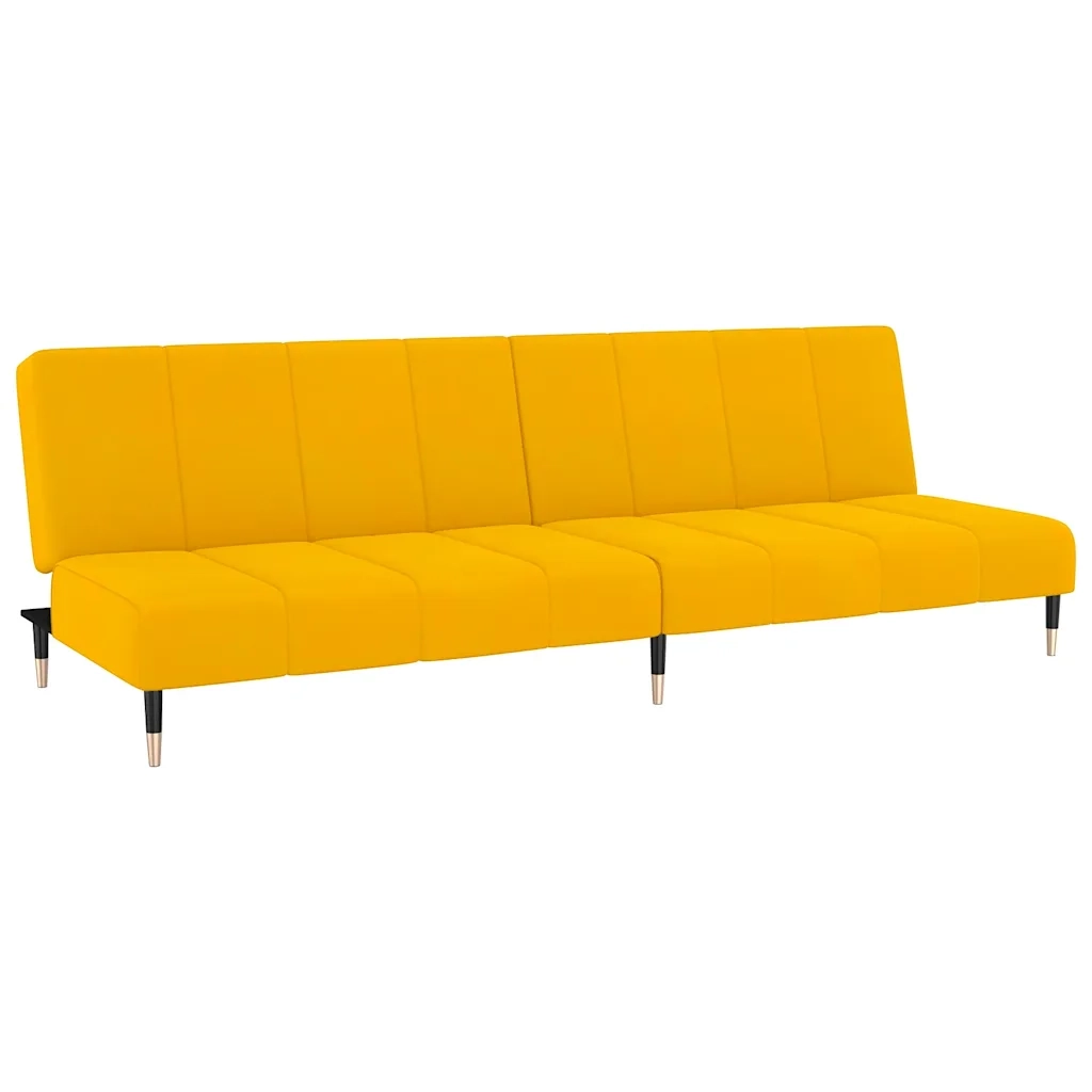 Divano Letto a 2 Posti Giallo in Velluto 375881