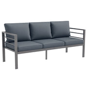 Divano da Giardino 3 Posti con Cuscini ¨C zephmum ¨C Grigio, Alluminio, 185x66x64 cm