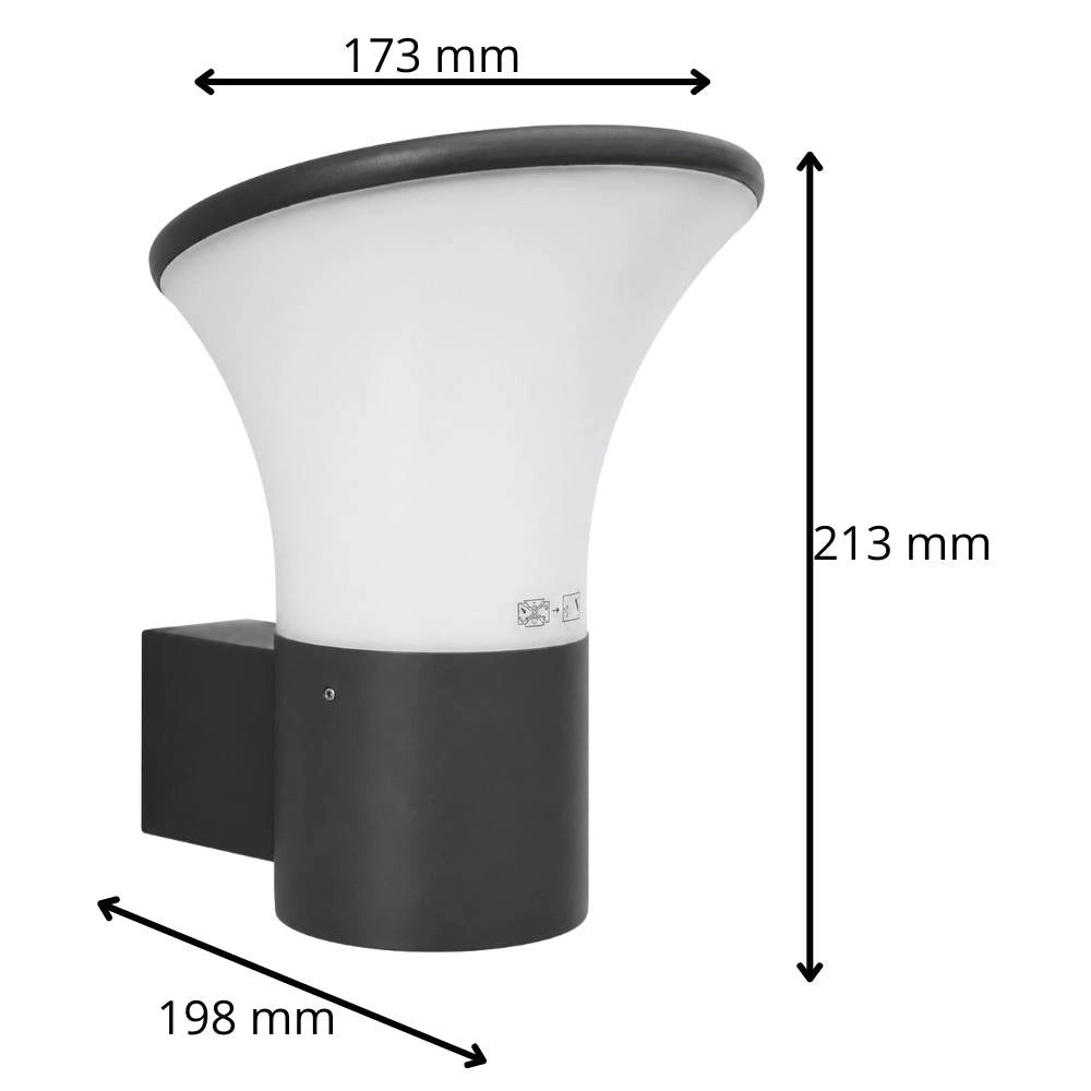 Applique da esterno belen in alluminio grafite e27 ip44