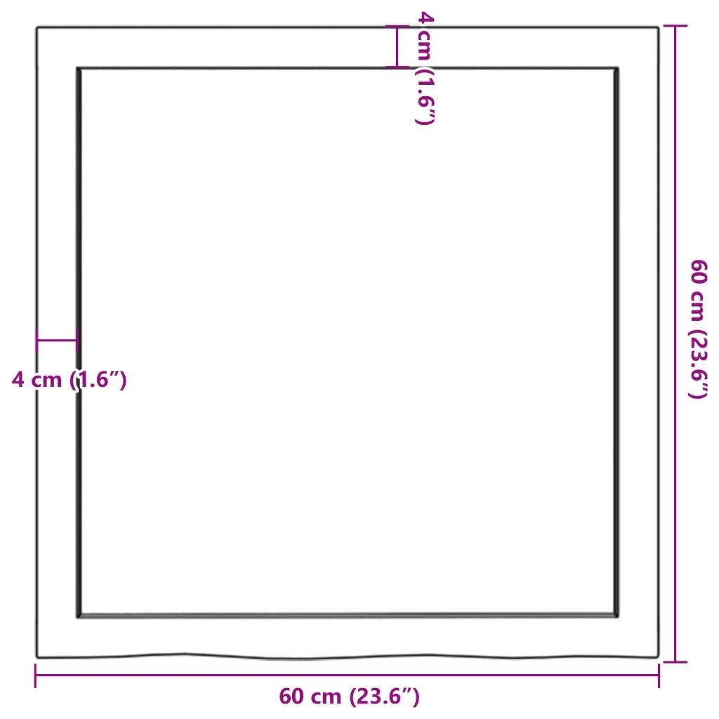 Piano Bagno Marrone 60x60x(2-4) cm Legno Massello Trattato 3156111