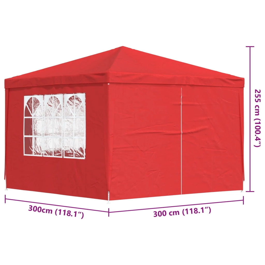 Tenda Party 300 x 300 x 255 cm Rosso PE e Acciaio 42032998