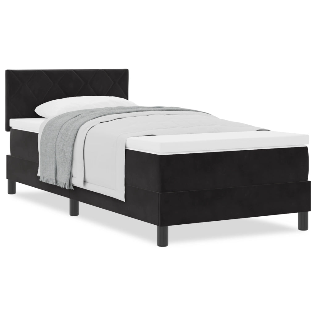 Letto a molle  con materasso Nero 90x200 cm Velluto