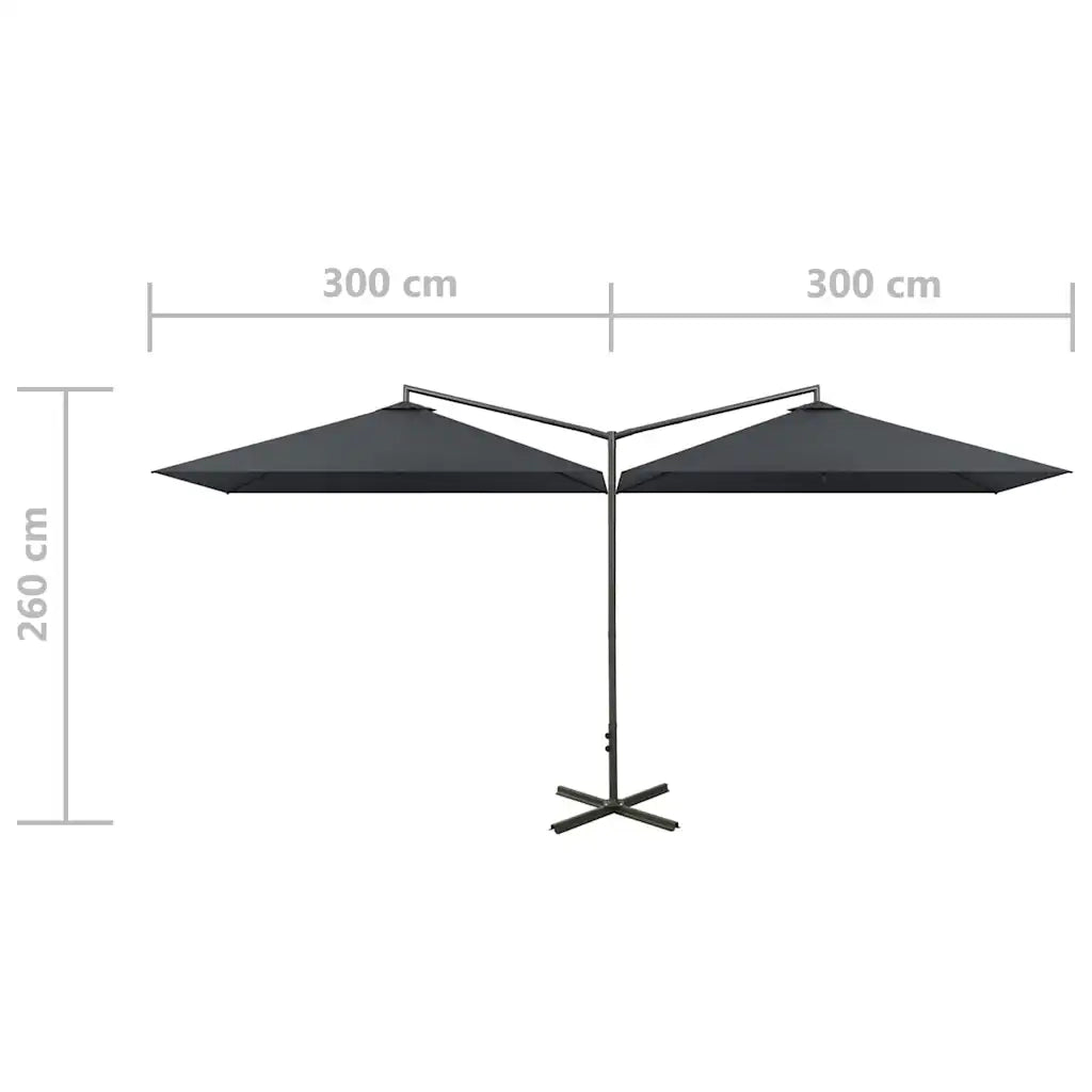 Ombrello | Parasolne Doppio con Palo in Acciaio Antracite 600x300 cm