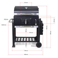Barbecue a carbone carrellato con coperchio termometro altezza carbone regolabile BBQ a carrello
