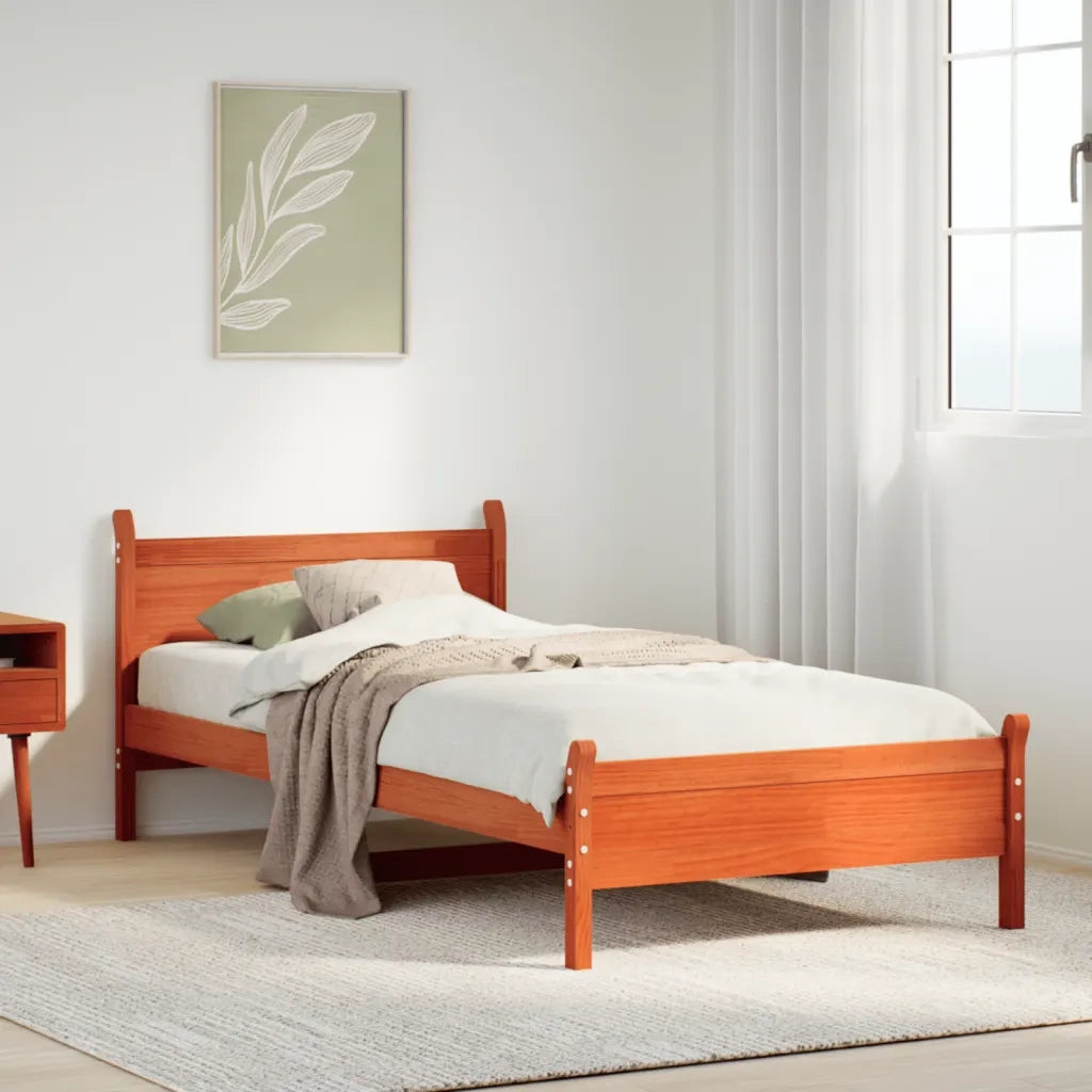 Letto senza Materasso-Struttura Letto Marrone Cera 100x200 cm in Legno di Pino 518573