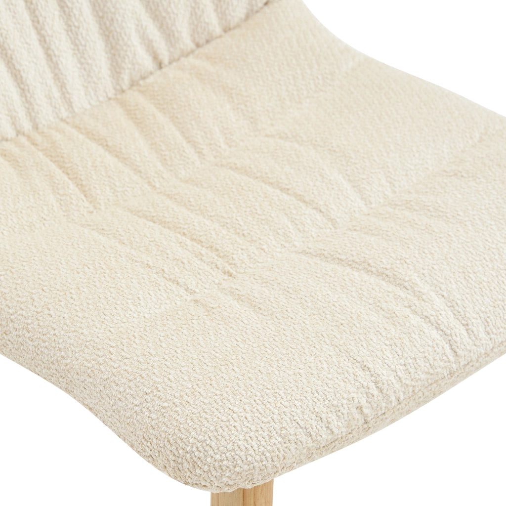SEDIA da pranzo ergonomica 88 cm in tessuto bianco e legno massello, Set da 2 pezzi