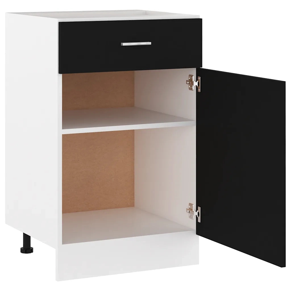 Pensile da cucina | Armadio con Cassetto ¡°Lyon¡± Nero 50x46x81,5 cm