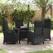 Set da Pranzo per Giardino con cuscino 5 pcs Nero polyrattan 3380423