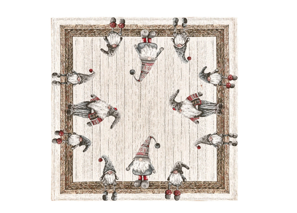 Tovaglia Centrotavola Centrino Tavolo Fantasie Natalizie Cinigliato Piazzato Made Italy - 90x90 - Elfo Grigio