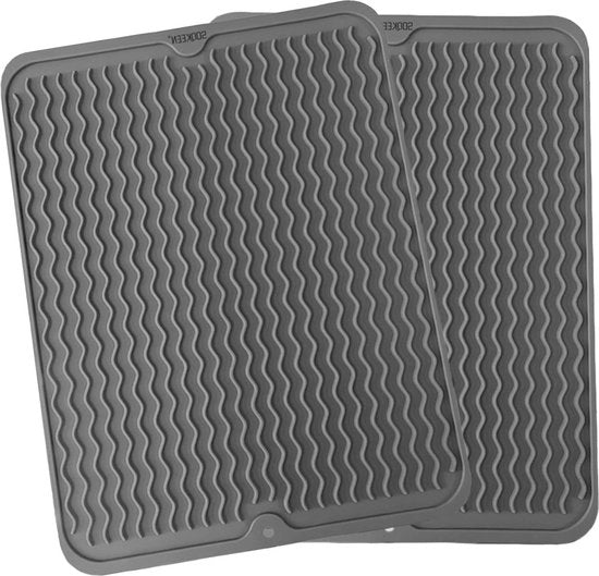 Piatto d'acqua in silicone, 16x12 cm, resistente al calore, con gomma antiscivolo e cassetta di scarico pieghevole, gomme grigie per piano cottura