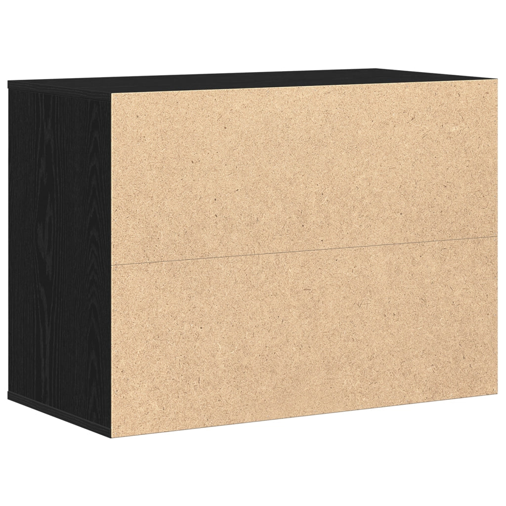 Cassettiera ad angolo Nero Rovere 80x41x58 cm Legno ingegnerizzato