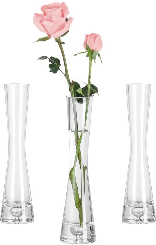 Set di Vasi di Vetro Moderno da 3 pezzi, 20cm Vaso Sottile Vasi di Vetro per Decorazione di Tavola, Vaso di Vetro Manuale per Tulipani per una Rosa per Decorazione di Matrimonio Decorazione di Tavola Camera da Pranzo Camera da Soggiorno Casa