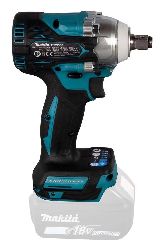 Makita DTW300Z Chiave a Impulsi a Batteria 18V con Motore Brushless Coppia Massima 330 Nm Attacco 1-2'' colore Nero