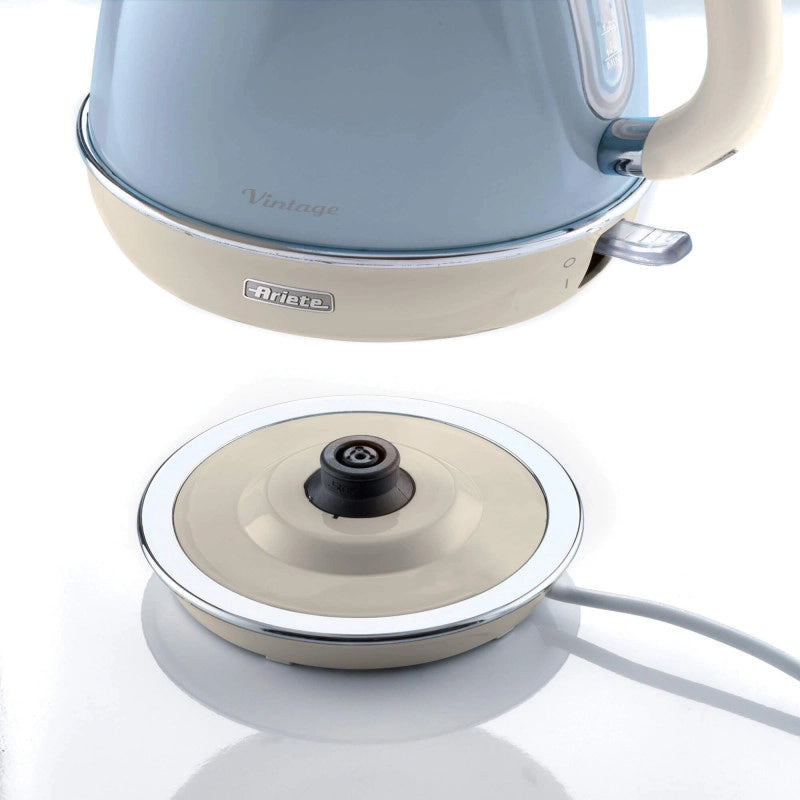 Bollitore Elettrico 1,7L - Design Vintage, Autospegnimento, Acciaio Inox - Celeste