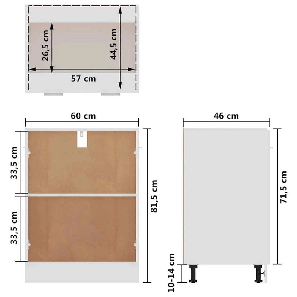 Base Cabinet Lyon White 60x46x81.5 Cm Wood-based Material