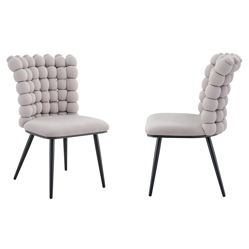 Set 2 sedie da pranzo - Xylo - velluto grigio chiaro gambe nere