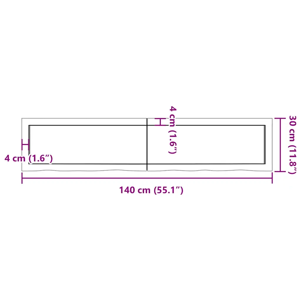 vidaXL Ripiano Muro Marrone 140x30x(2-4) cm Massello Rovere Trattato