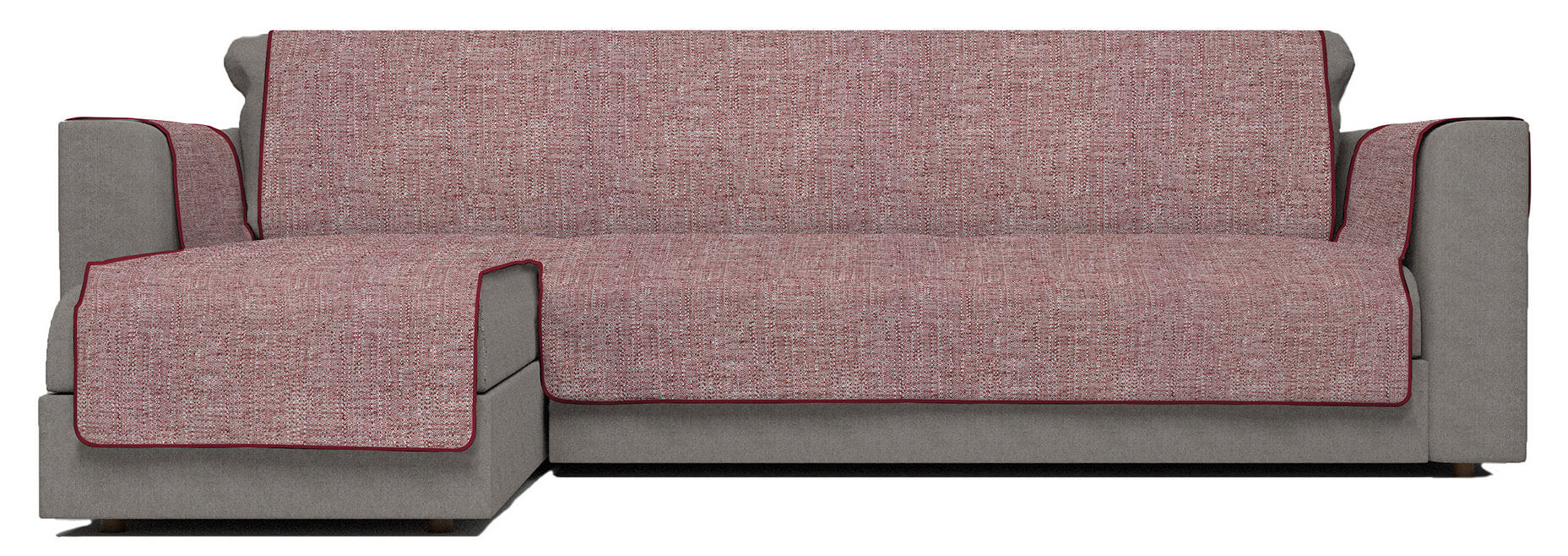 Copridivano in Poliestere con Penisola Sinistra Seduta 240 cm Bordeaux
