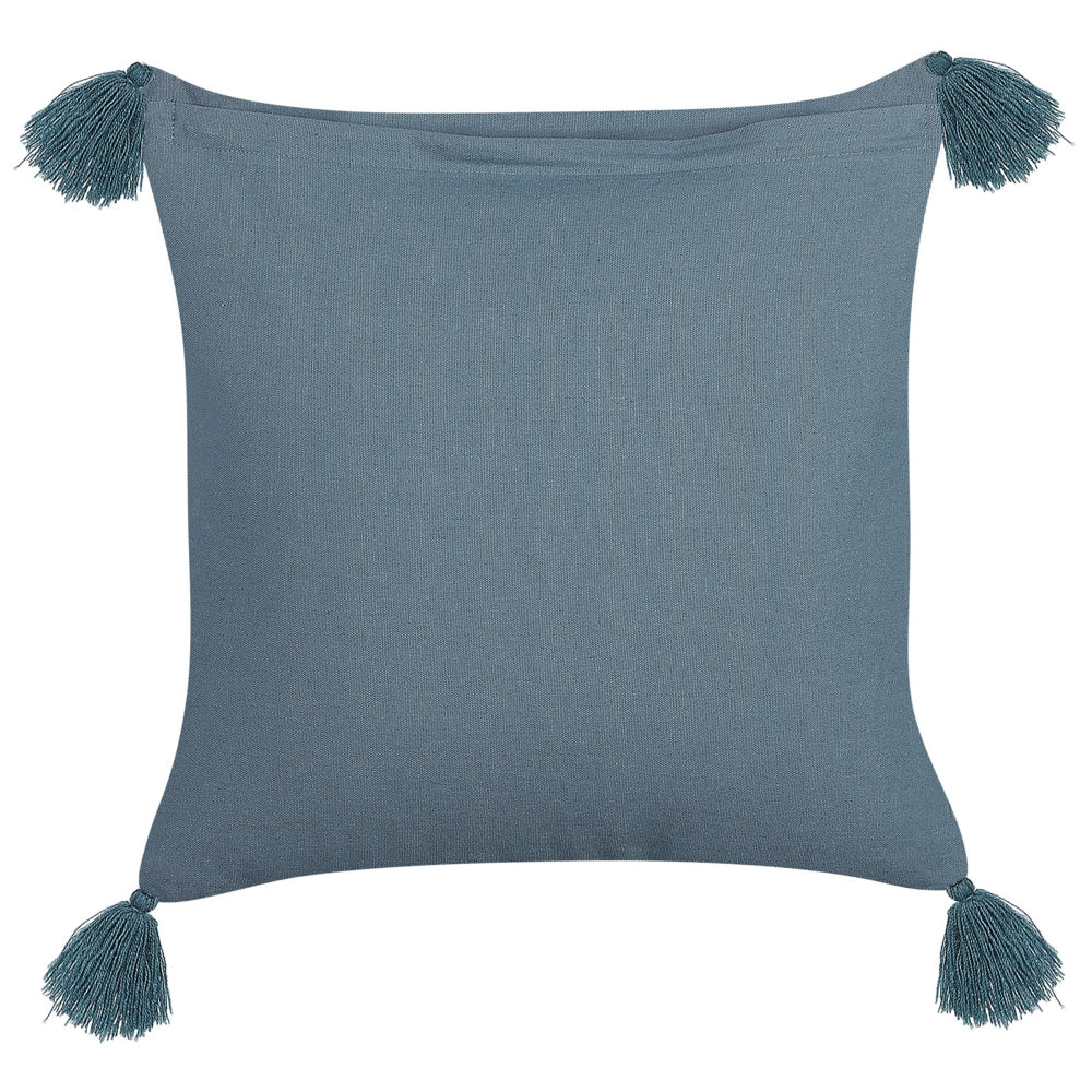 Set di 2 cuscini in velluto con motivo floreale 45x45 cm blu scuro soggiorno camera da letto stile boho