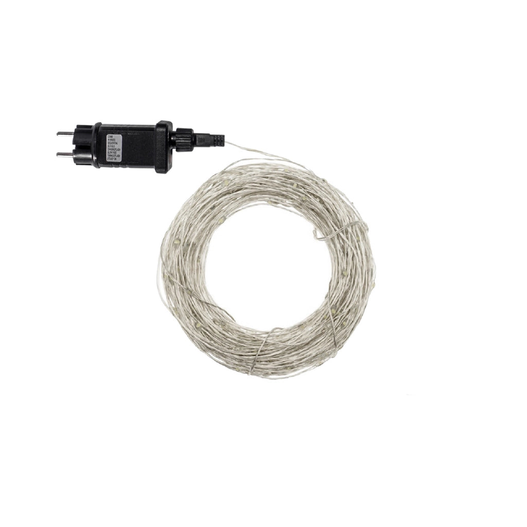 Luci di Natale con 300 micro led cavo rame 9V 30 MT BIANCO piu BIANCO FLASH