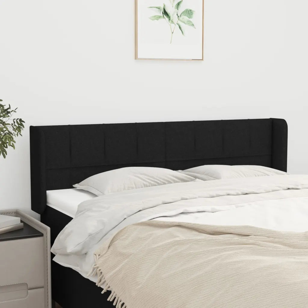 Testiera | Testata ad Orecchio Nera 147x16x78/88 cm in Tessuto