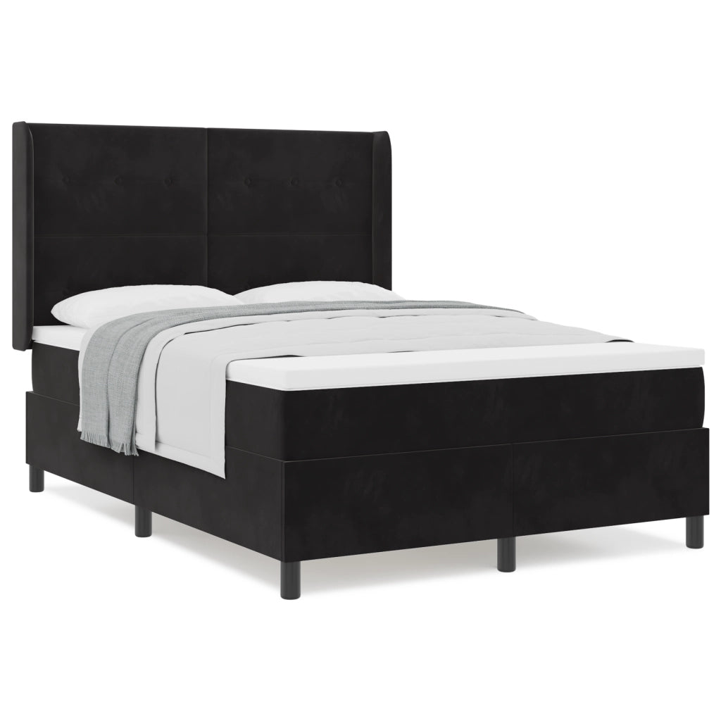 Letto con Box Spring e Materasso  Nero 160x200 cm Velluto