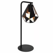 Trade Shop - Lampada Da Tavolo Nero Con Interno In Rame Anticato Scrivania Comodino 220x170x505mm -