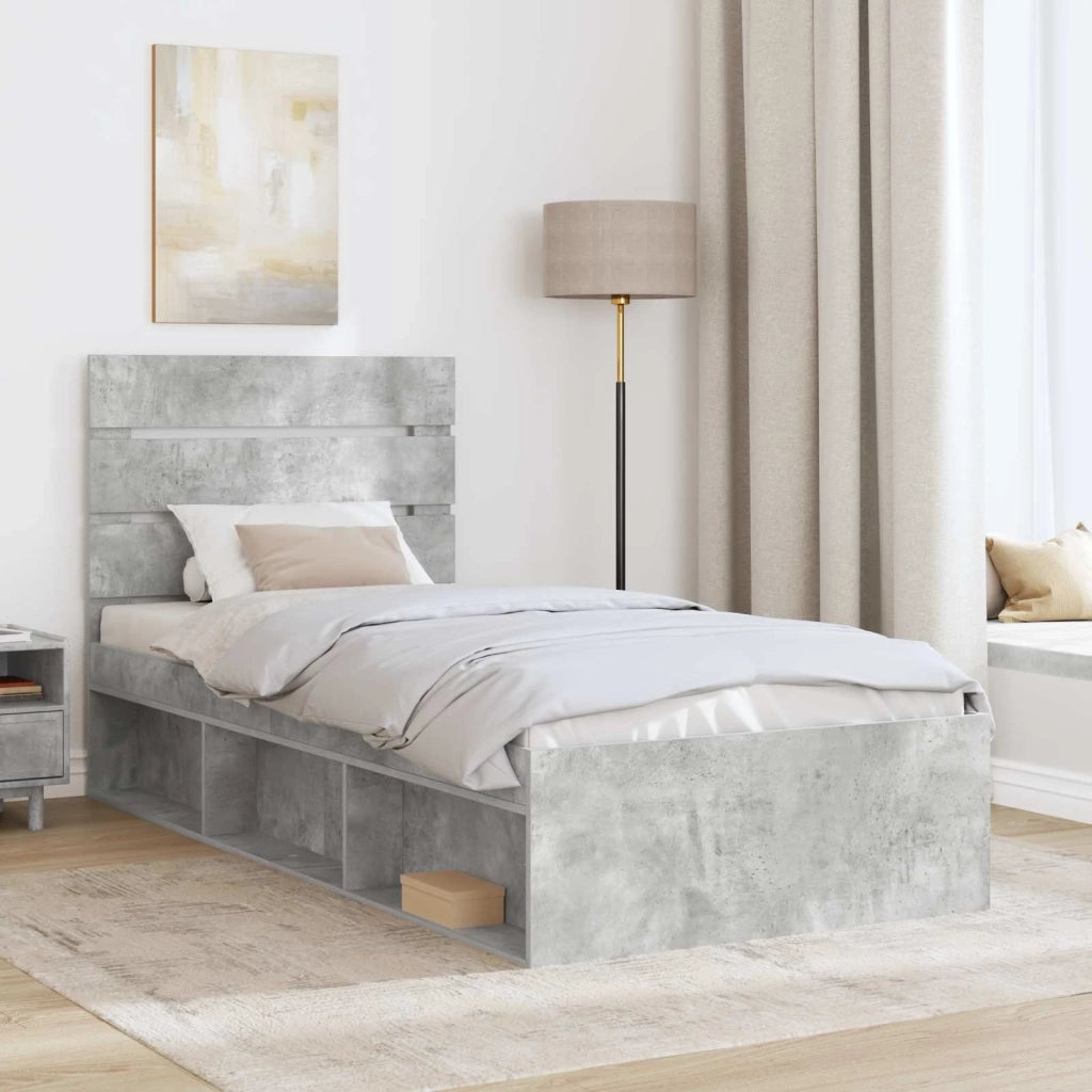 Struttura del letto Grigio Concretè 90 x 190 cm Pino massello 3411795