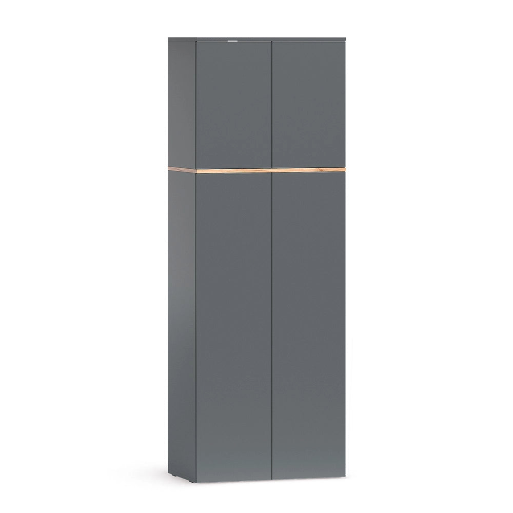 Armadio alto Viktor Antracite/Rovere dorato 68 x 188.6 cm con 8 scomparti chiusi Vicco