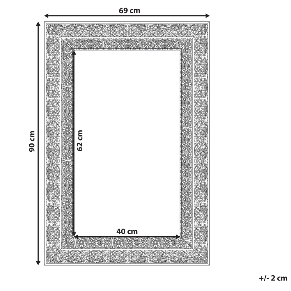 Specchio da Muro Rettangolare Cornice Dorata 69 x 90 cm Decorazione Medio Orientale