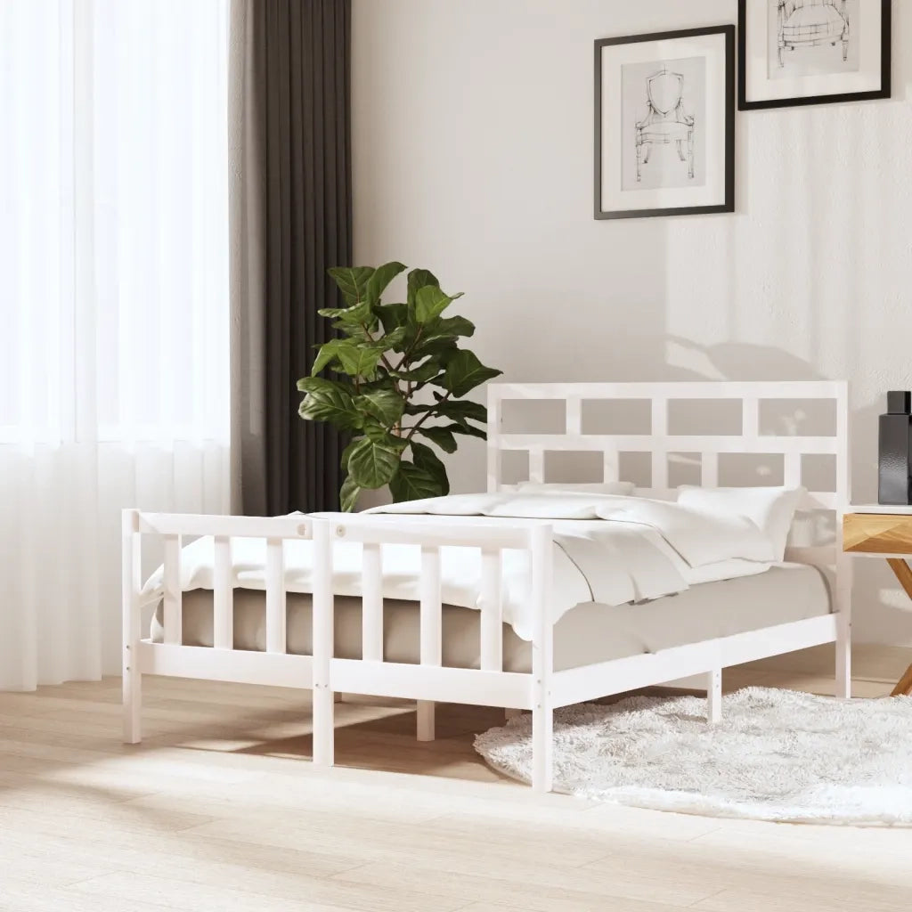 Giroletto-Struttura Letto Bianco in Legno Massello di Pino 120x200 cm 140031