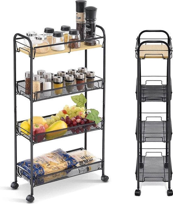 Carrello cucina per esterno, vassoio stabile / Carrello per bevande su ruote - Carrello per magazzino 18,5 x 43,5 x 82,5 cm