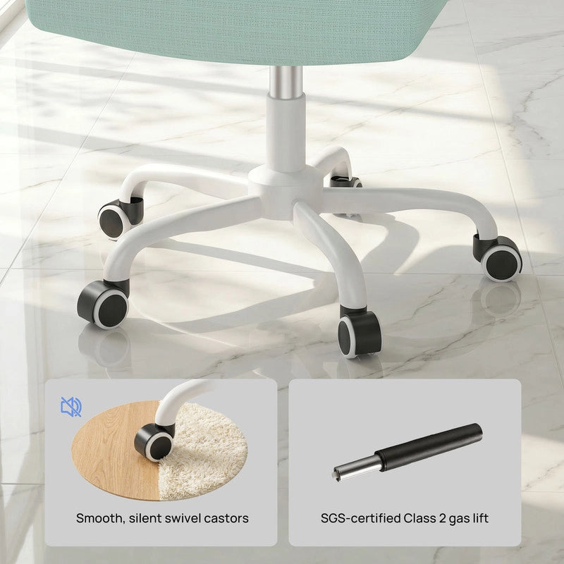 Sedia da ufficio ergonomica - Poltrona HAMLODY - con braccioli pieghevoli a 90° - Supporto lombare - Regolabile in altezza Verde
