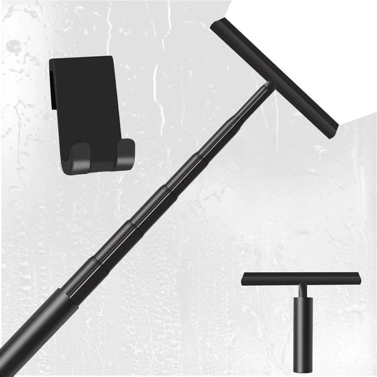 Asciugamano da bagno pieghevole - tiratore da doccia - Nero - pulizia vetrata - flessibile - 95 CM lungo - 32 CM largo