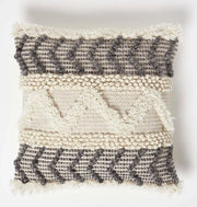 Cuscino Lindi tessuto a righe grigio-bianco, cuscino decorativo 45 x 45 cm, cuscino boho con riempimento