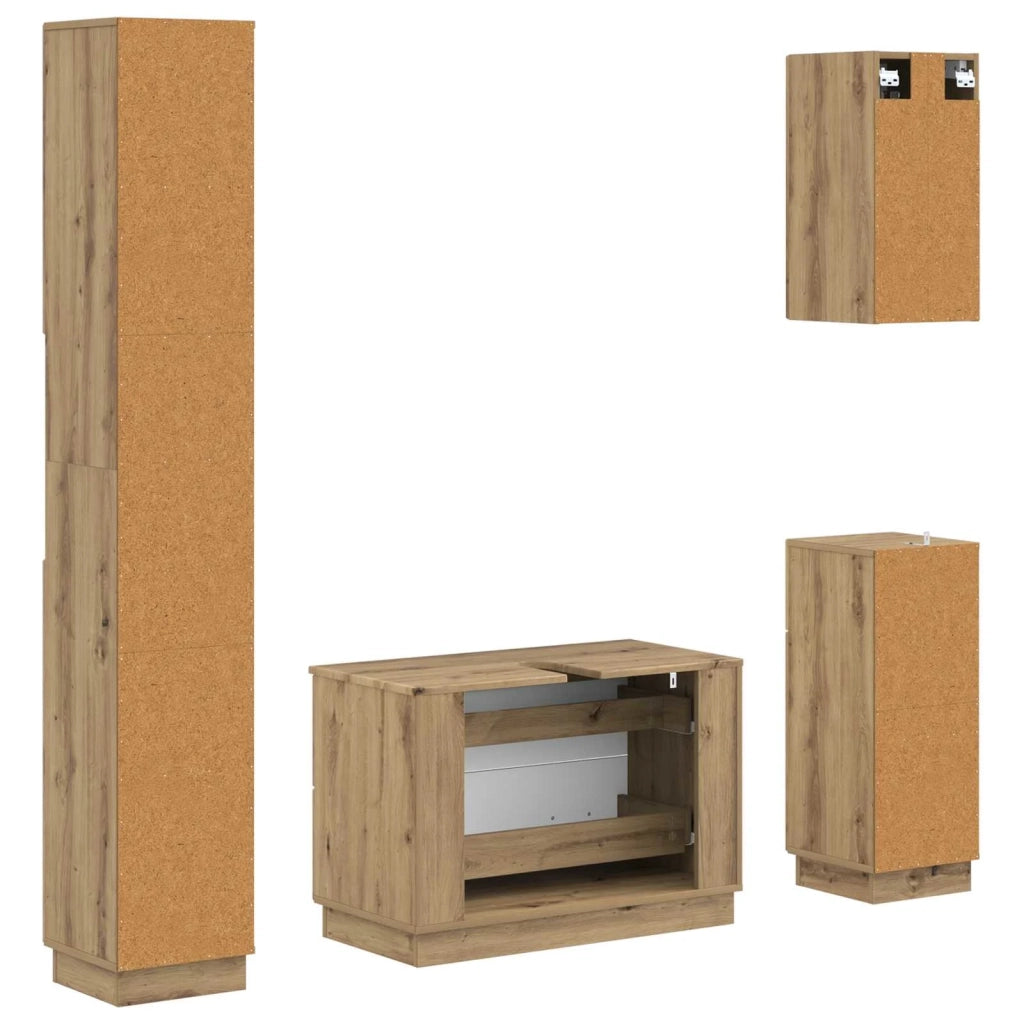 Set di Mobili da Bagno da 4 Pezzi HOORN Rovere Artigianale 3417962