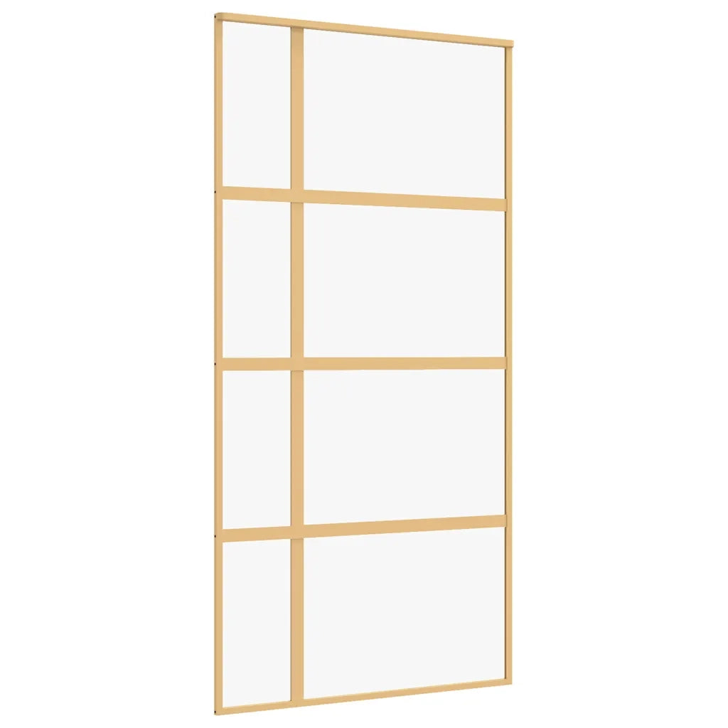 Porta Scorrevole Oro 102,5x205 Vetro Trasparente ESG Alluminio 155192
