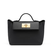 Pochette da donna in vera pelle nera