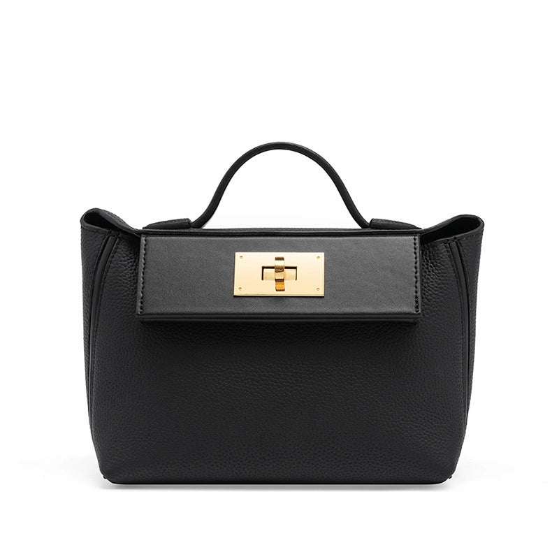 Pochette da donna in vera pelle nera