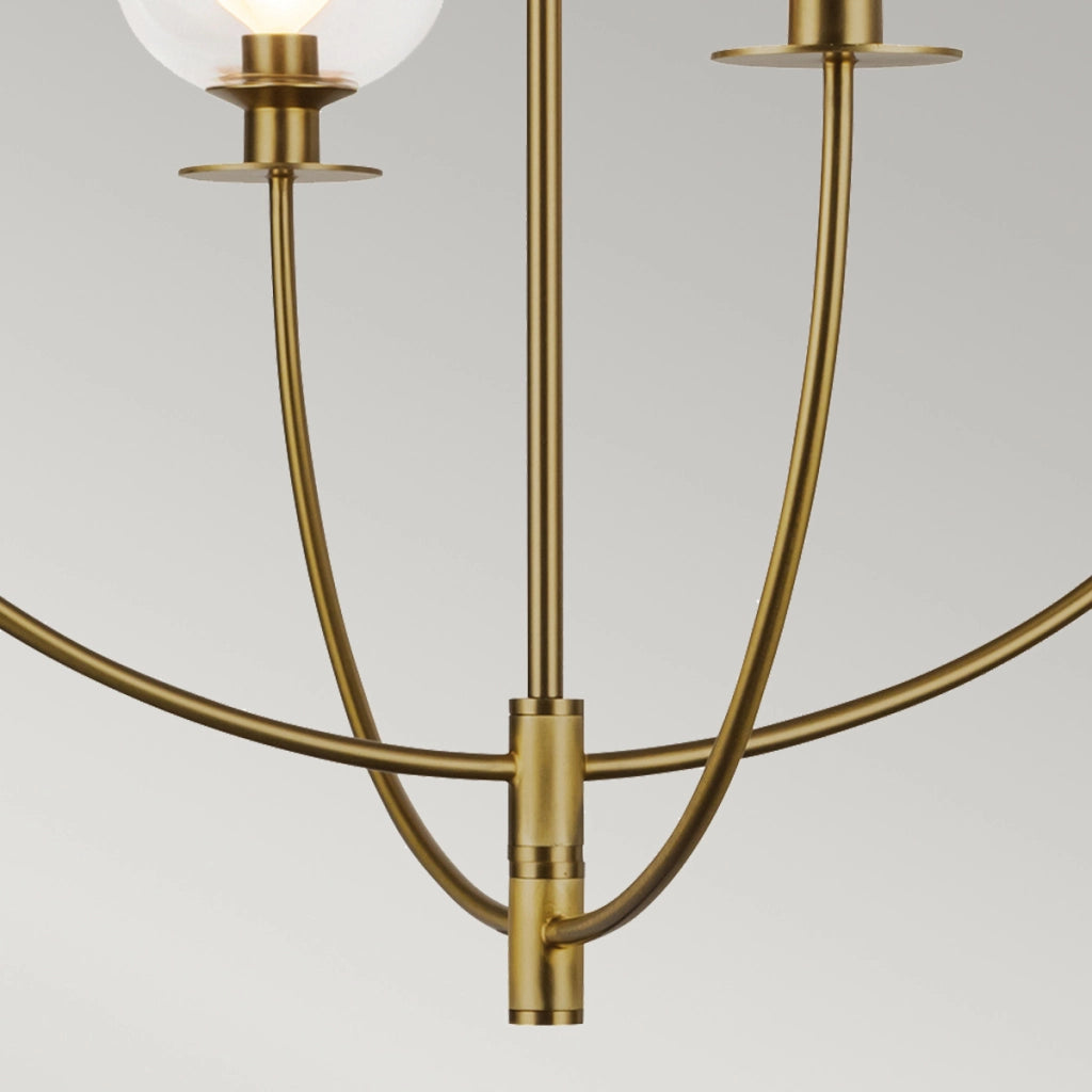 Lampadario industriale oro spazzolato vetro 4xE14 Sylvia Alora