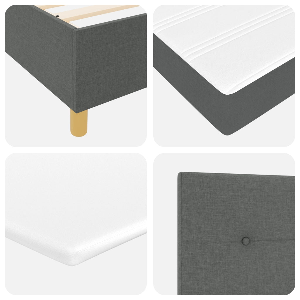Letto a Box con Materasso - Grigio Scuro, 140x200 cm Tessuto