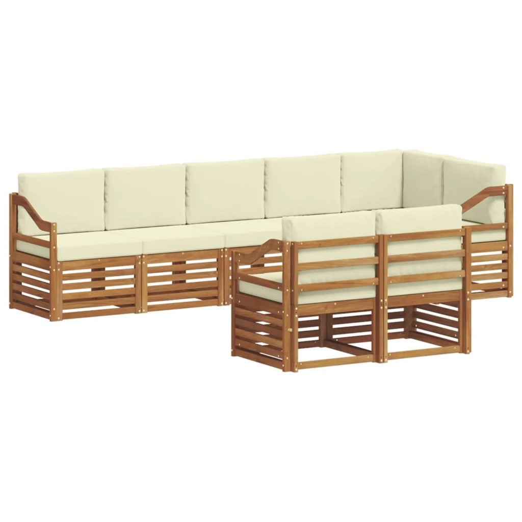 Set di divani da esterno 8 pz Naturale e Crema Poliestere 3375025