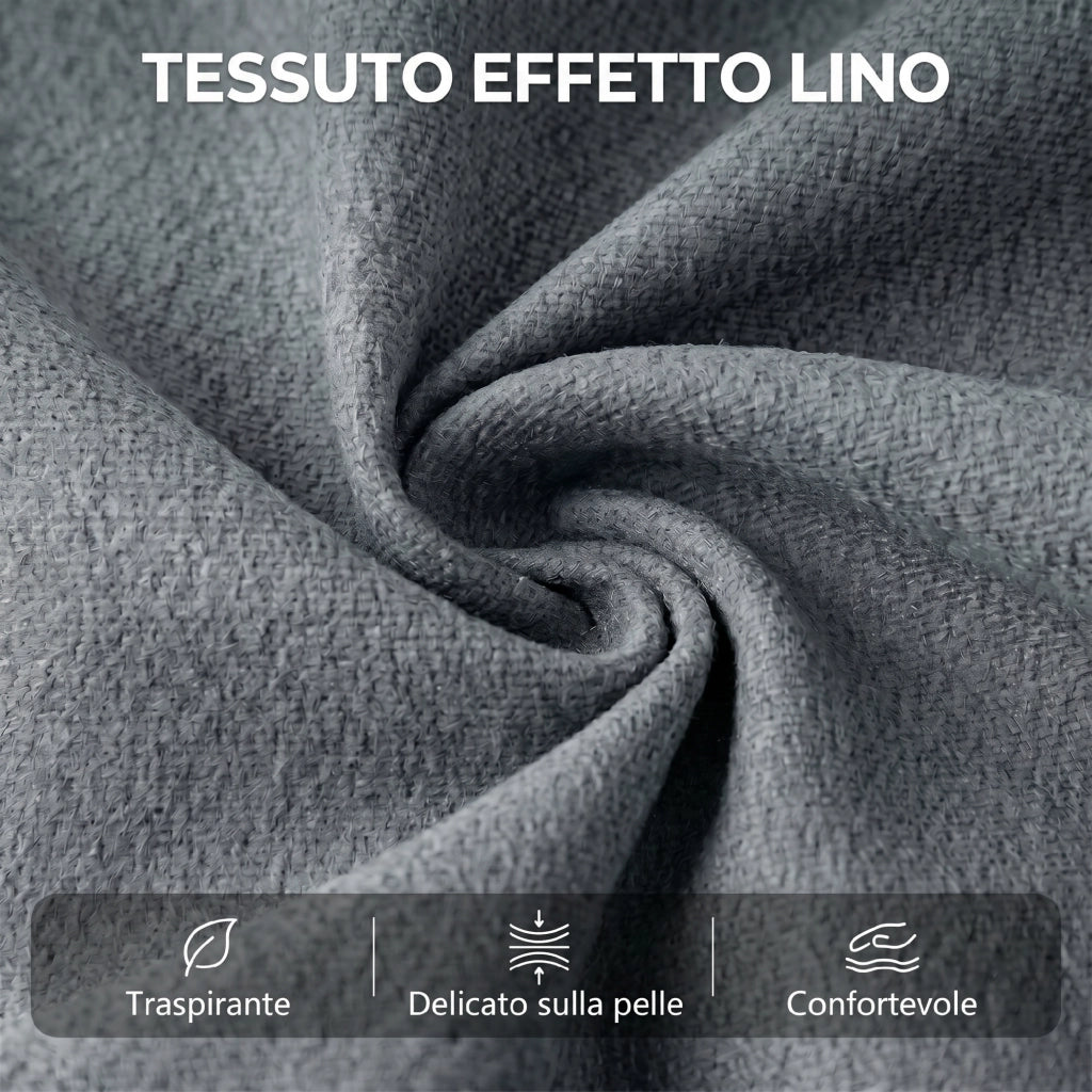 Poltrona Elettrica Alzapersona 91x93x103 cm Reclinabile a 135° con Poggiapiedi in Tessuto Effetto Lino Grigio