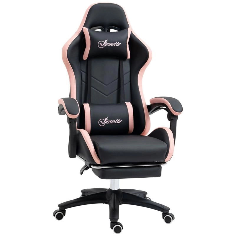 SEDIA DA GAMING CON ALTEZZA REGOLABILE E SCHIENALE RECLINABILE ROSA E NERO