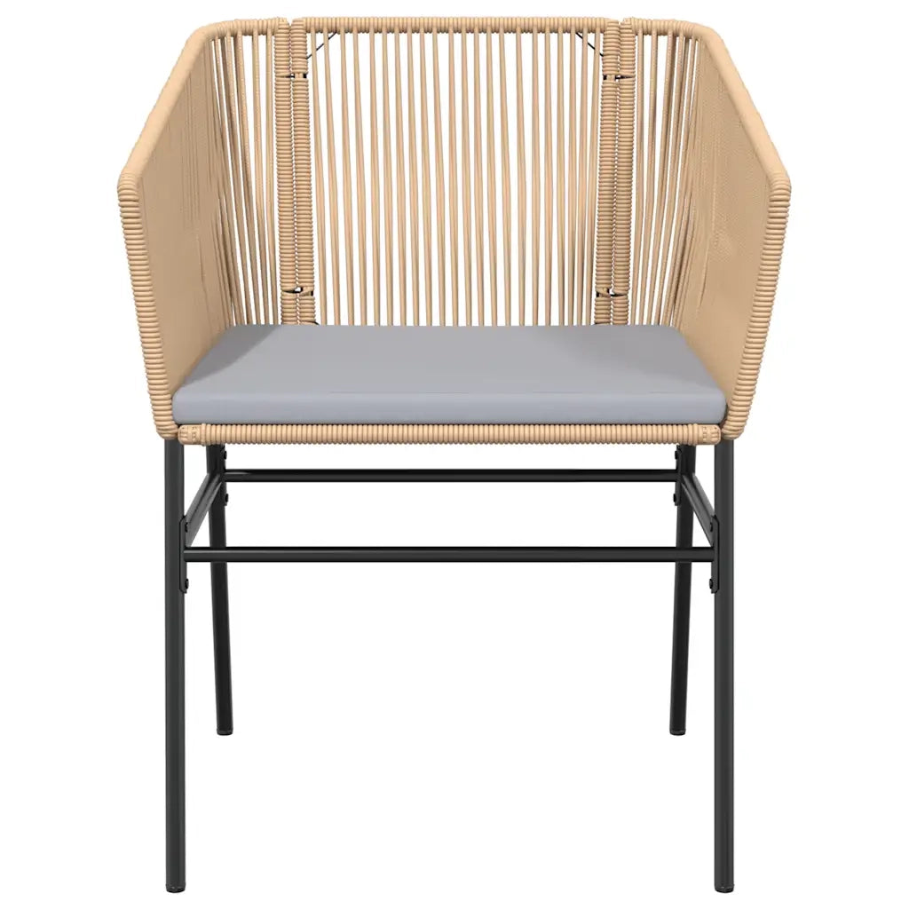 Set da Pranzo da Giardino 5pz con Cuscini Polyrattan Vetro