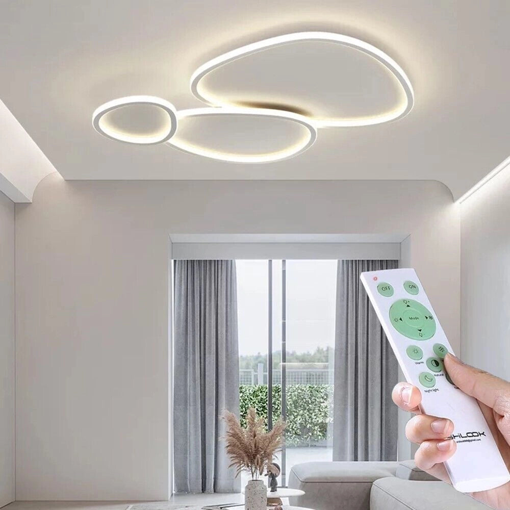 Plafoniera lampada soffitto moderna a led 100w bluetooth cambia 3 tonalita luce dimmerable con telecomando