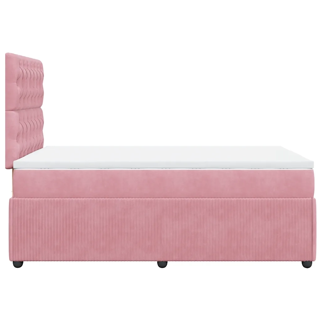 Giroletto a Molle con Materasso Rosa 120x190 cm in Velluto