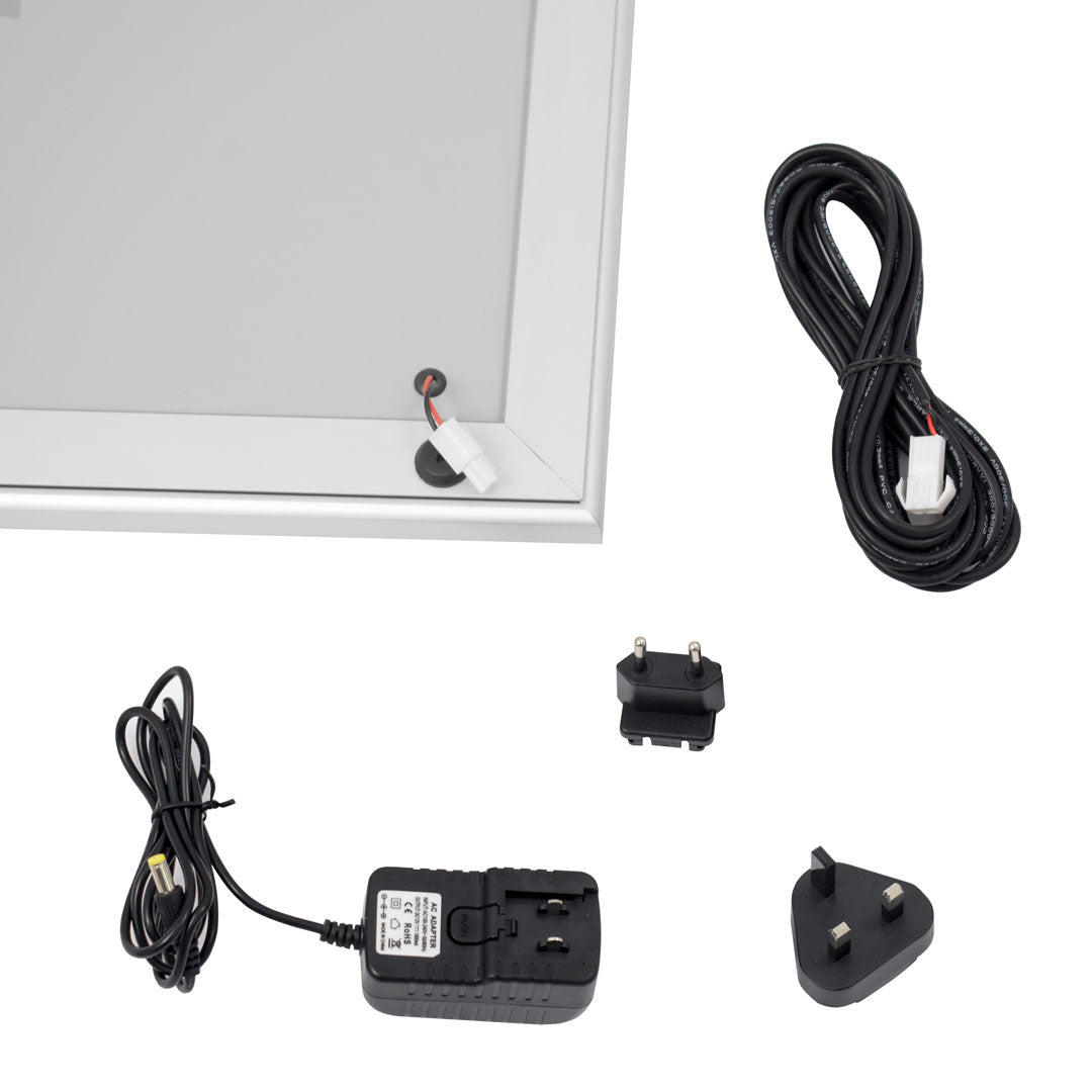 Bacheca con Apertura a Battente 30,1x48,7x2,3 cm in Alluminio con Led Silver